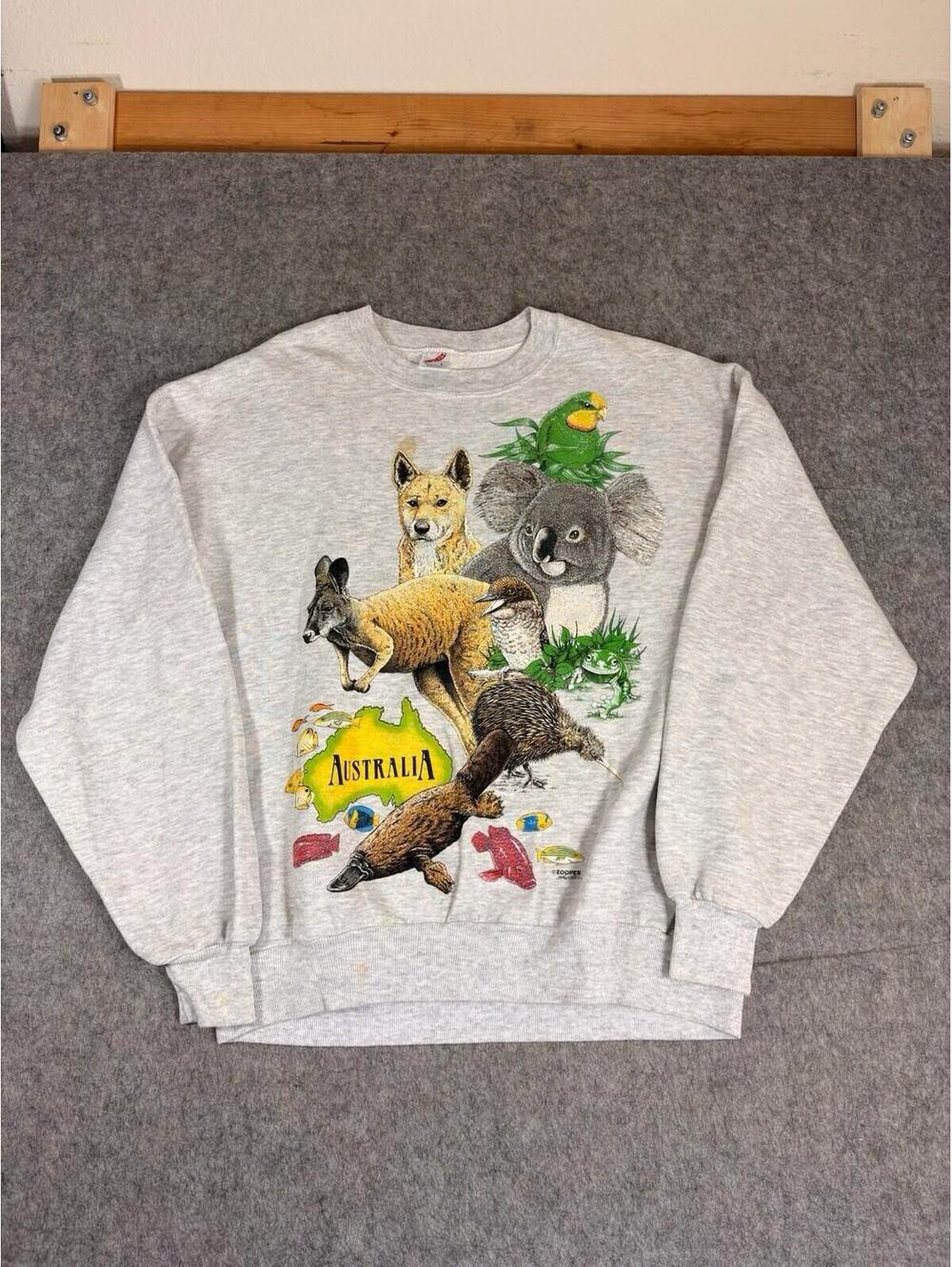 Vintage Australia Crewneck Sweatshirt Koala Kangaroo Wildlife Size Large